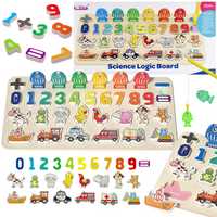 Drewniana Tablica Montessori Gra Zręcznościowa Nauka Liczenia Łowienie Ryb