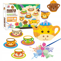 ZESTAW DO HERBATY FILIŻANKI DO MALOWANIA MINKI FIGURKI GIPSOWE GIPS FARBKI