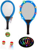 RAKIETKI PALETKI BADMINTON ŚWIECĄCE LED + LOTKI