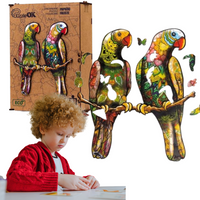 Puzzle Drewniane Papużki Faliste Układanka Edukacyjna Prezent Dla Dzieci