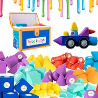 BLOCKAROO PIANKOWE KLOCKI MAGNETYCZNE DO KĄPIELI DLA DZIECI MIĘKKIE KUFEREK