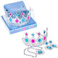 Zestaw piękności korona srebrna dla dzieci zabawa przebieranki akcesoria