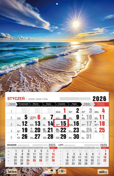 Kalendarz 2026 trójdzielny jednodzielny Bałtyk KTJ3 V17