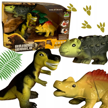 ZESTAW 3 DINOZAURÓW TRZY FIGURKI RÓŻNE RODZAJE DRZEWKO ZESTAW DLA DZIECI