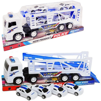 AUTO LAWETA POLICJA 4 SAMOCHODZIKI RESORAK ZESTAW POLICYJNY PREZENT