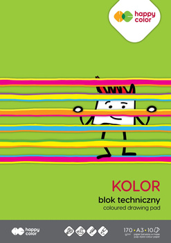 Blok techniczny kolorowy A3, 170g, 10 ark, Happy Color