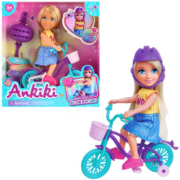 LALKA DZIEWCZYNKA NA ROWERZE Z KASKIEM ZABAWKA KREATYWNA DLA DZIECI PREZENT