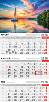 Kalendarz 2026 trójdzielny ekonomiczny z magnesem Mazury KTM VM13