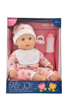DOLLS WORLD LALKA BABY JOY 38 CM - UBRANKO RÓŻOWE