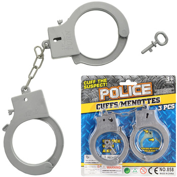 ZABAWKOWE KAJDANKI PLASTIKOWE POLICYJNE + KLUCZYK MAŁY POLICJANT ZABAWKA