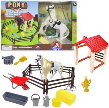Koń z akcesoriami figurka zabawka edukacyjna dla dzieci zestaw konik