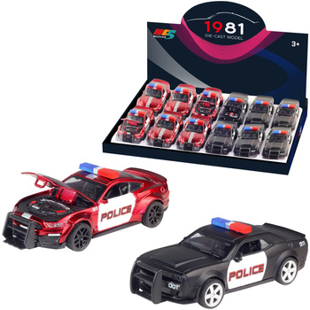 AUTO POLICJA METALOWE RADIOWÓZ POLICYJNY RESORAKI DO ZABAWY OTWIERANA MASKA