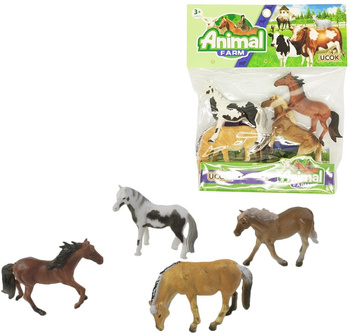 ZWIERZĘTA DOMOWE KONIE ZESTAW FIGUREK EDUKACYJNY DLA DZIECI 4 SZTUKI