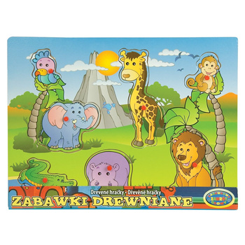 Układanka drewniana zwierzęta ZOO edukacyjna zabawka dla dzieci