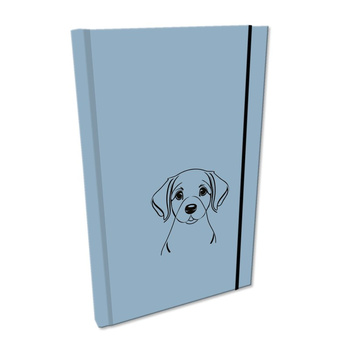Notes A5 gładki z gumką Soft Touch lakier UV pies labrador niebieski