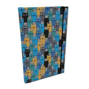 Notes A5 kratka z gumką Soft Touch kocury