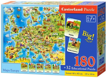 Puzzle 180 Mapa Europy z quizem CASTOR Castorland