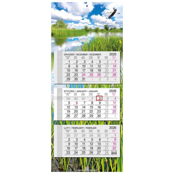 Kalendarz 2026 trójdzielny główka płaska Mazury