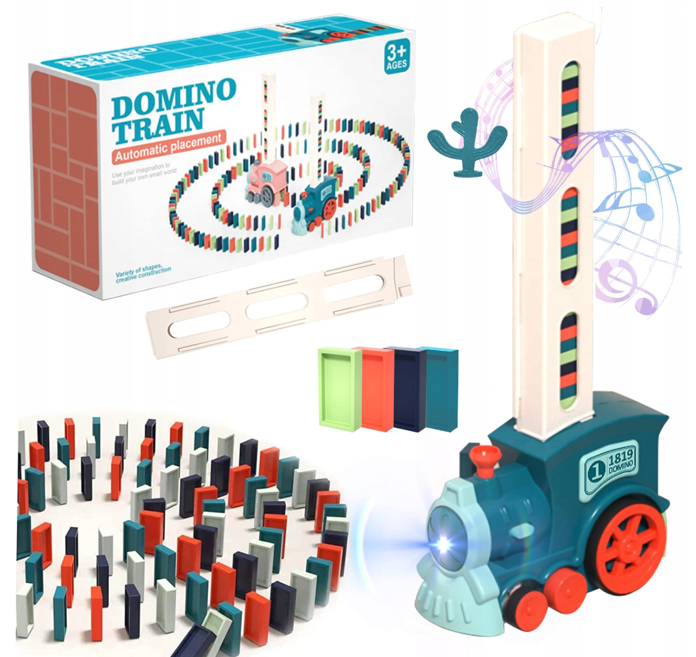 Klocki Domino Interaktywna Lokomotywa Układanie Klocków Budowanie Kaktus