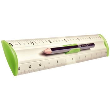 Linijka aluminiowa Tetis 30 cm uchwyt zielony