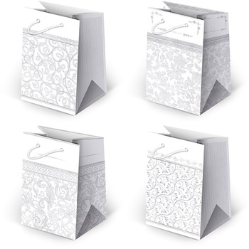 Torebki ozdobne T5-18 Białe grafika 10 sztuk