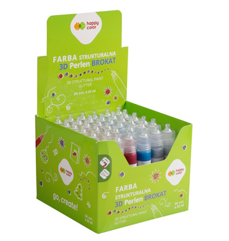 Farba 3D 32ml mix 6 kolorów brokat