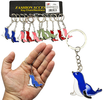 Brelok foka metalowy zestaw 12 sztuk unikalny design dla fanów zwierząt