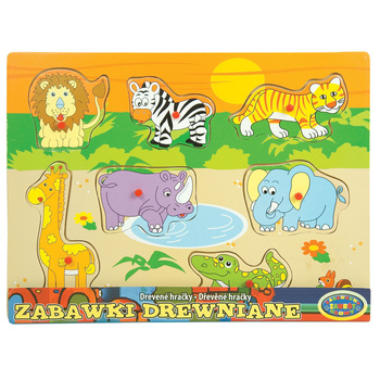 Układanka drewniana zoo zwierzęta edukacyjna puzzle dla dzieci rozwój