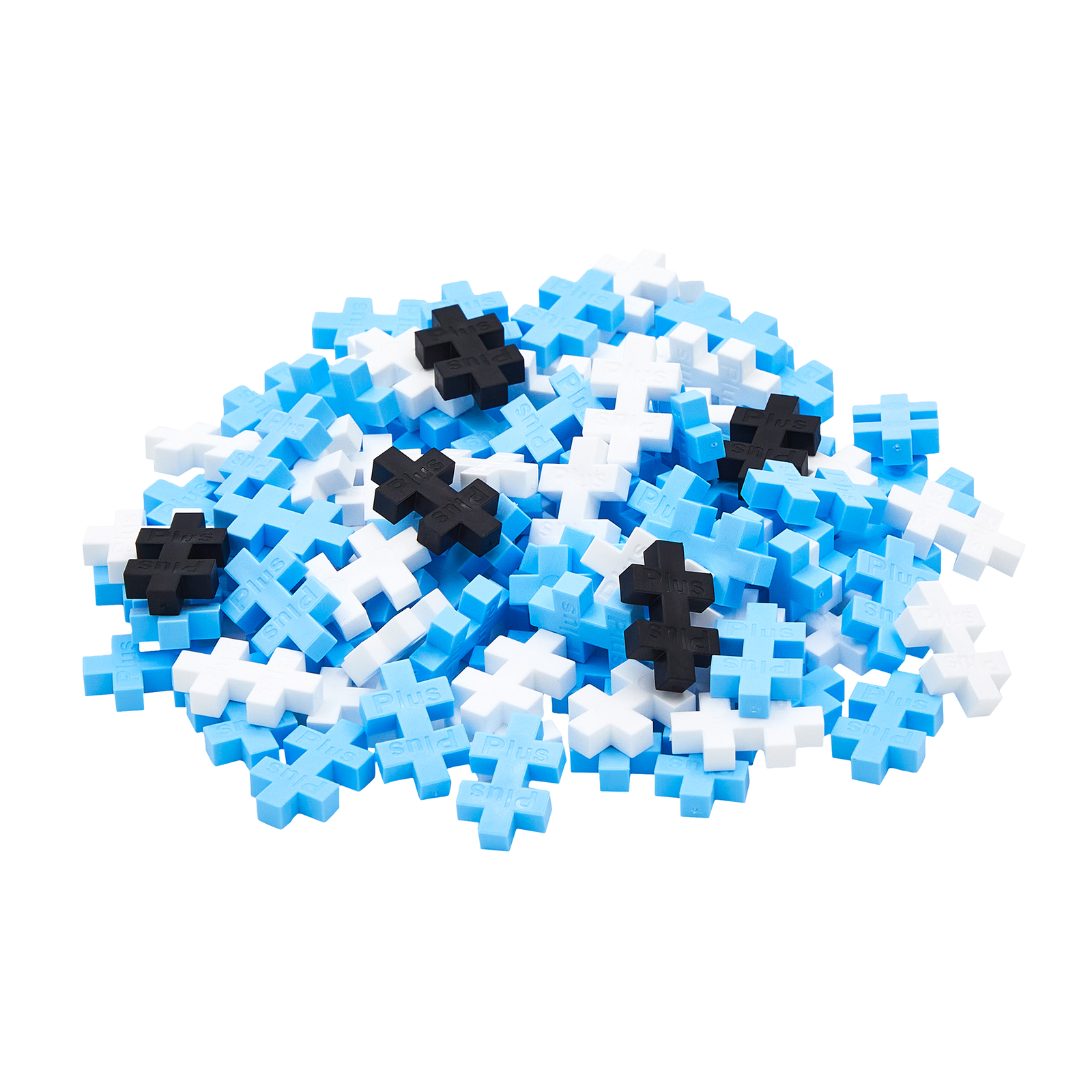 Zbliżenie na klocki Plus-Plus Dolphin wysypane z tuby – różne kolory elementów