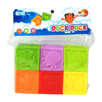 Klocki gumowe zestaw 6 sztuk dla dzieci edukacyjne elastyczne kolorowe