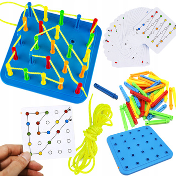 Gra Sensoryczna Nawlekanka Drewniana Nauka Kolorów Motoryka Prezent