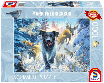 Puzzle 1000 PQ Mark Fredrickson Labrador na śniegu 113358