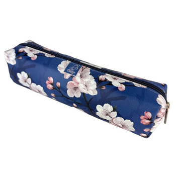 Piórnik szkolny młodzieżowy prostokąt kostka Kwiaty Wiśni