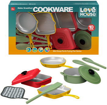 Zestaw naczyń kuchennych 10 elementów praktyczny komplet do gotowania