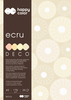 Blok Deco Ecru A5, 170g, 20 ark, 4 kol., Happy Color