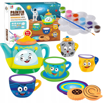 ZESTAW DO HERBATY DO MALOWANIA KOSMOS CIASTECZKA FILIŻANKI MAŁY ARTYSTA