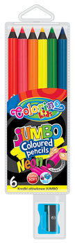 Colorino kids kredki ołówkowe okrągłe jumbo 6 kolorów neonowe temperówka