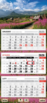 Kalendarz 2026 trójdzielny Tatry KT1 V100