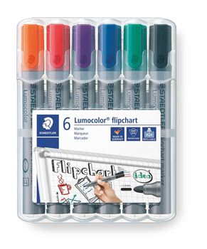 Marker Lumocolor do tablic flipchart okrągły 6 (2 3 4 5 6 9) etui Staedtler