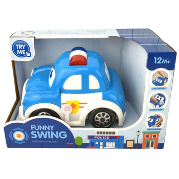 Auto policyjne zabawka Funny Swing dla dzieci interaktywne światło dźwięk