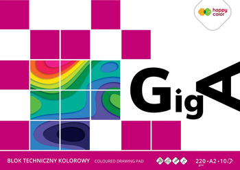 Blok techniczny GigA kolorowy, A2, 10 ark, 220g, Happy Color