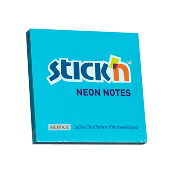 Notes samoprzylepny 76x76 mm niebieski neon 100 sztuk