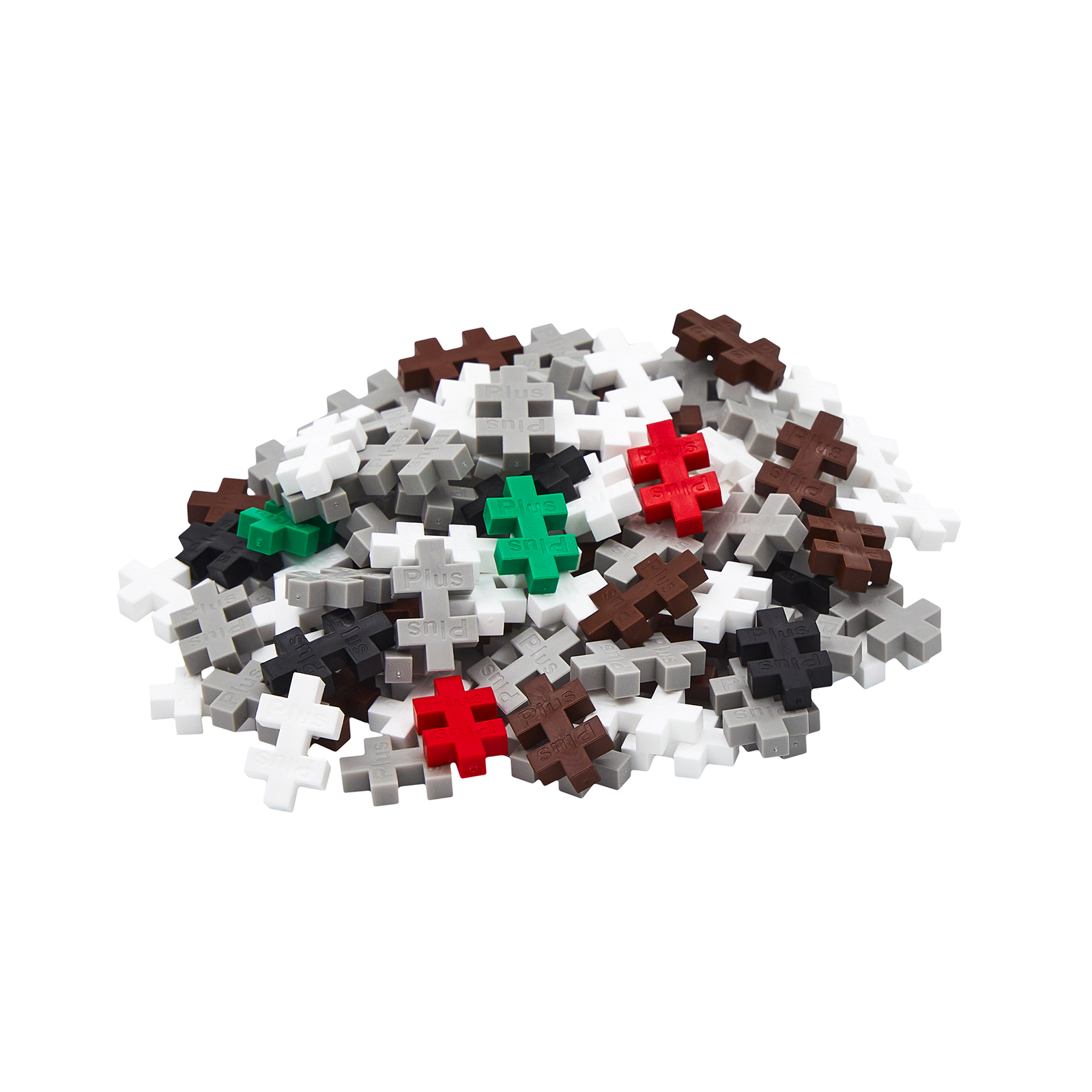 Zbliżenie na elementy klocków Plus-Plus w różnych kolorach użyte do zbudowania lamy