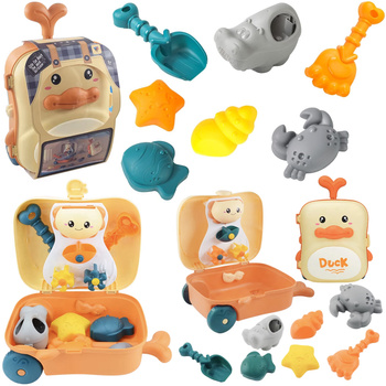 ZESTAW DO PIASKOWNICY PIASKU WALIZKA FOREMKI ŁOPATKA GRABKI + KONEWKA 8 EL.