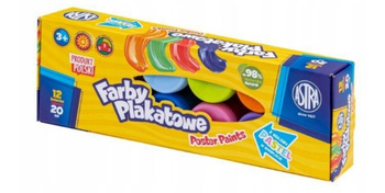 Farby plakatowe Astra 12 kol x 20 ml STANDARD BOX (2 pastel)