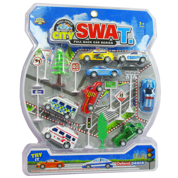 Zestaw pojazdów dla dzieci 8 sztuk z znakami edukacyjne autka