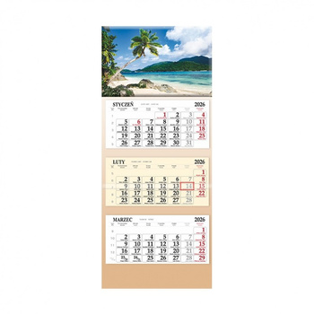 Kalendarz 2026 trójdzielny LUX SB6-7 Plaża