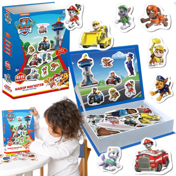 ZESTAW MAGNESÓW PSI PATROL PAW PATROL KOLOROWE TABLICA 65 MAGNESÓW