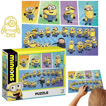 PUZZLE MINIONS MINIONKI 80 ELEMENTÓW KOLOROWA I WESOŁA UKŁADANKA DLA DZIECI