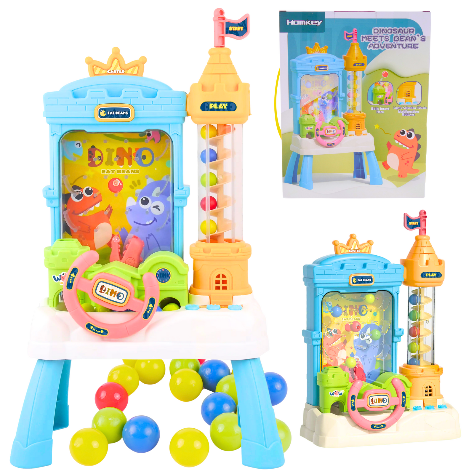 Duża Gra Zręcznościowa Łapacz Kulek Winda Automat Kierownica LED Naklejki